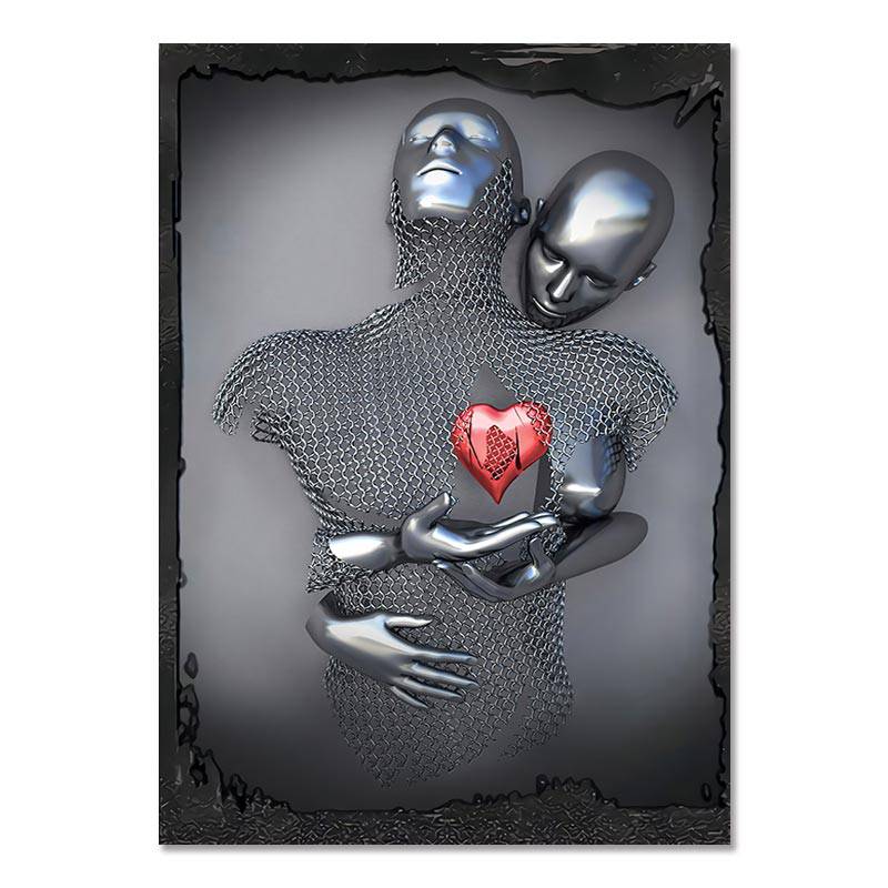 Metal Figure Statue Canvas Painting Romantic Abstract Posters Prints Wall Art Pictures Modern Living Room Decorations for Home - TheWellBeing4All