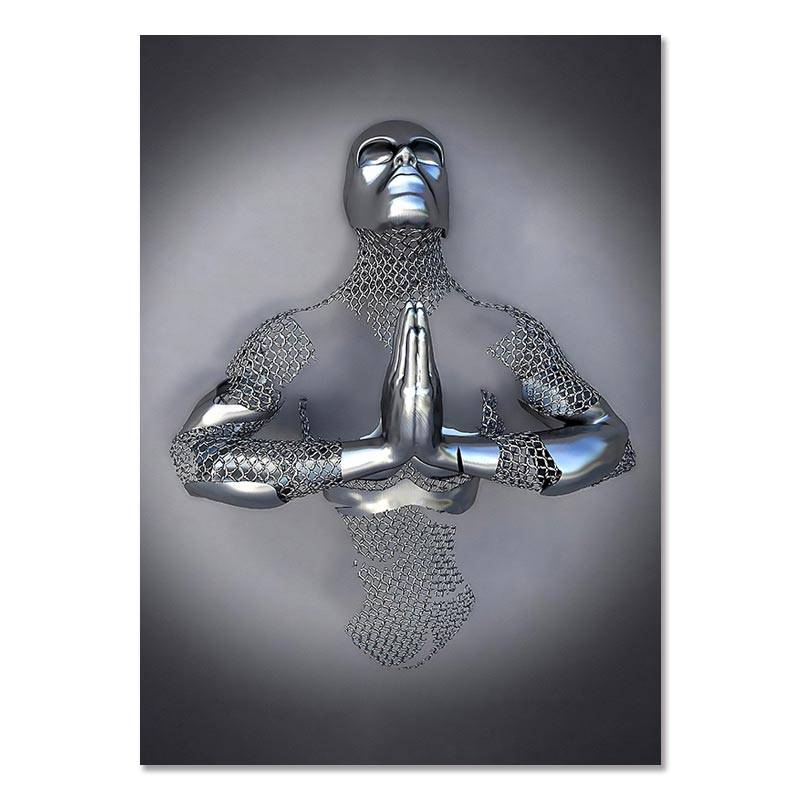 Metal Figure Statue Canvas Painting Romantic Abstract Posters Prints Wall Art Pictures Modern Living Room Decorations for Home - TheWellBeing4All