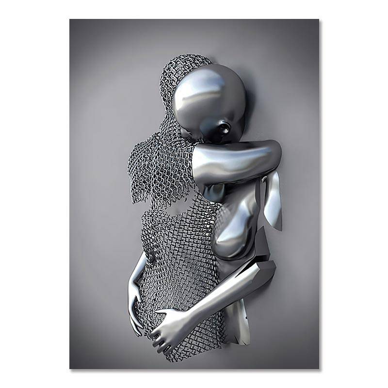 Metal Figure Statue Canvas Painting Romantic Abstract Posters Prints Wall Art Pictures Modern Living Room Decorations for Home - TheWellBeing4All