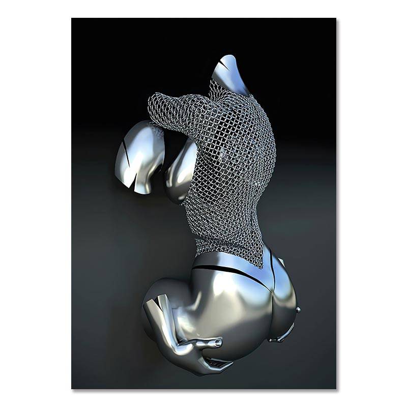 Metal Figure Statue Canvas Painting Romantic Abstract Posters Prints Wall Art Pictures Modern Living Room Decorations for Home - TheWellBeing4All