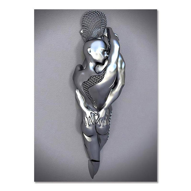 Metal Figure Statue Canvas Painting Romantic Abstract Posters Prints Wall Art Pictures Modern Living Room Decorations for Home - TheWellBeing4All