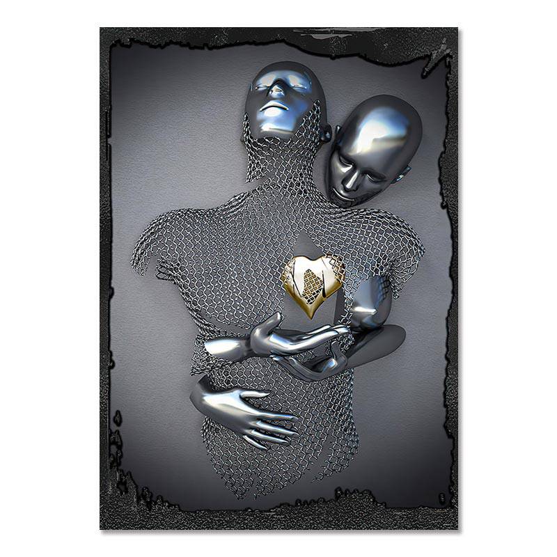 Metal Figure Statue Canvas Painting Romantic Abstract Posters Prints Wall Art Pictures Modern Living Room Decorations for Home - TheWellBeing4All