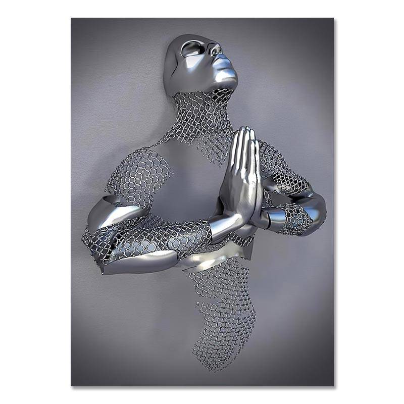 Metal Figure Statue Canvas Painting Romantic Abstract Posters Prints Wall Art Pictures Modern Living Room Decorations for Home - TheWellBeing4All