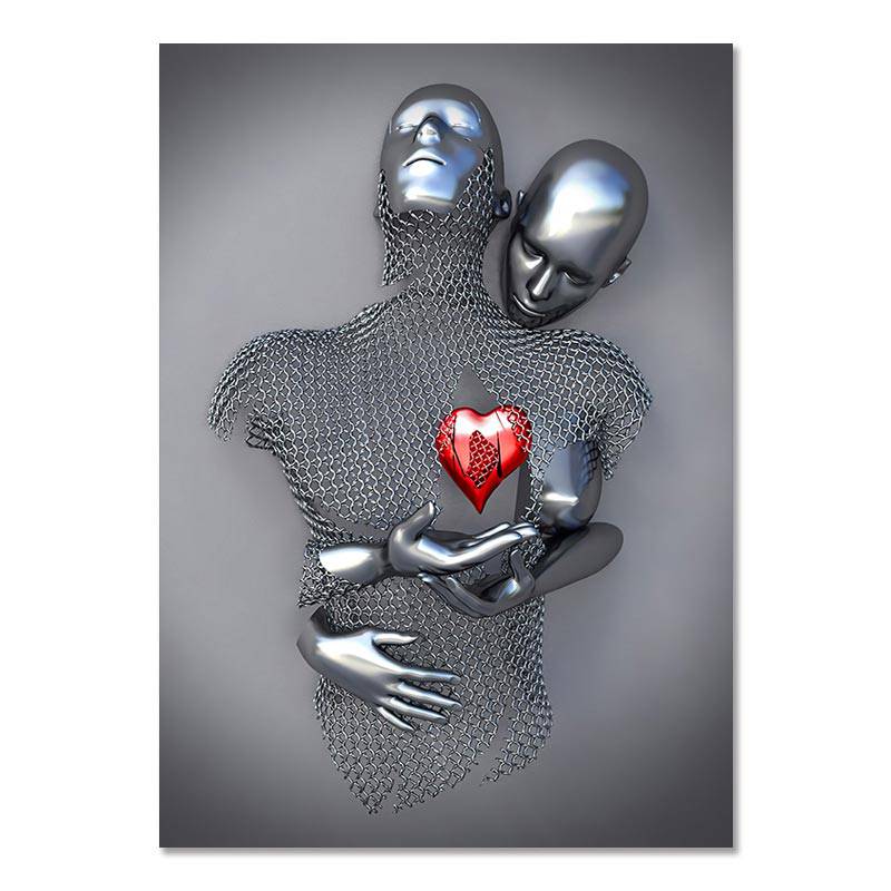 Metal Figure Statue Canvas Painting Romantic Abstract Posters Prints Wall Art Pictures Modern Living Room Decorations for Home - TheWellBeing4All