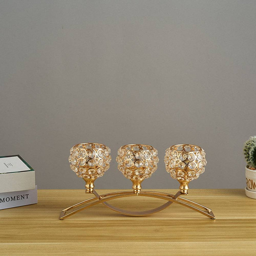 Metal Candle Holders Candlestick Crystal Coffee Dining Table Centerpieces Stand Candlesticks Wedding Christmas Home Decoration - TheWellBeing4All