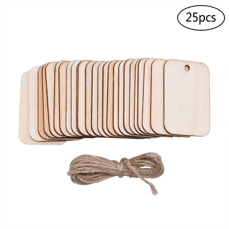 Nature Wood Slice Gift Tags Blank Wooden Hanging Label With Rope - TheWellBeing4All