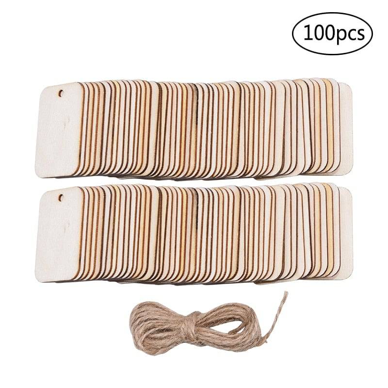 Nature Wood Slice Gift Tags Blank Wooden Hanging Label With Rope - TheWellBeing4All