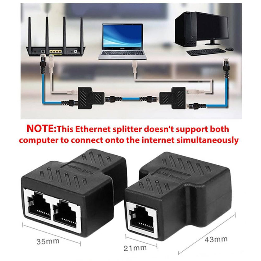 Network Rj45 Cable Port Network Cable Splitter Extender Plug Adapter Connector - TheWellBeing4All