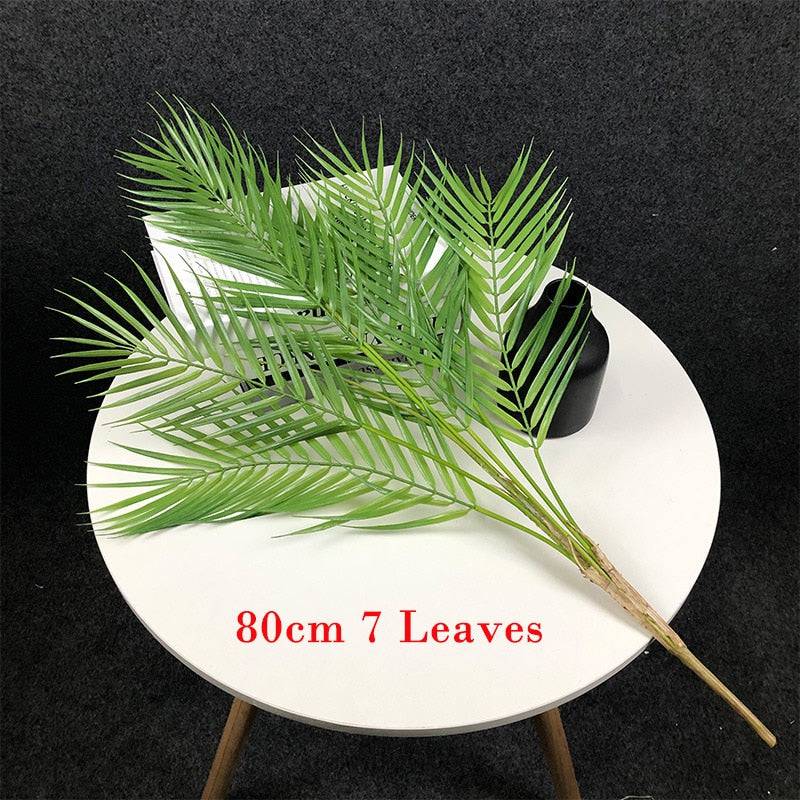Large Artificial Palm Tree Tropical Plants Branch Plastic Fake Leaves Green Monstera For Christmas Home Garden Room Decor - TheWellBeing4All