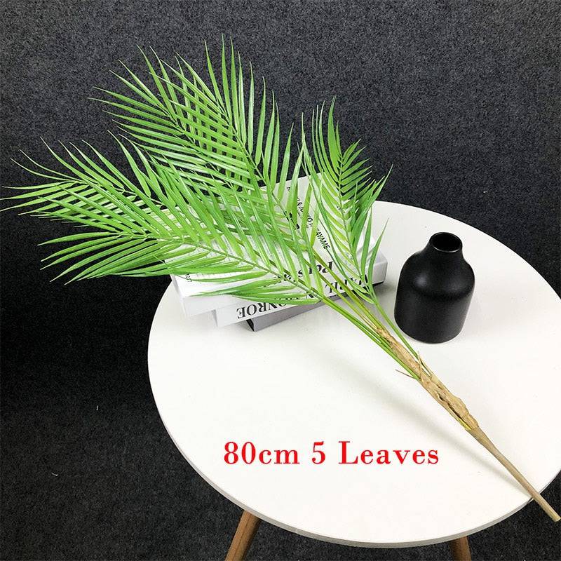 Large Artificial Palm Tree Tropical Plants Branch Plastic Fake Leaves Green Monstera For Christmas Home Garden Room Decor - TheWellBeing4All