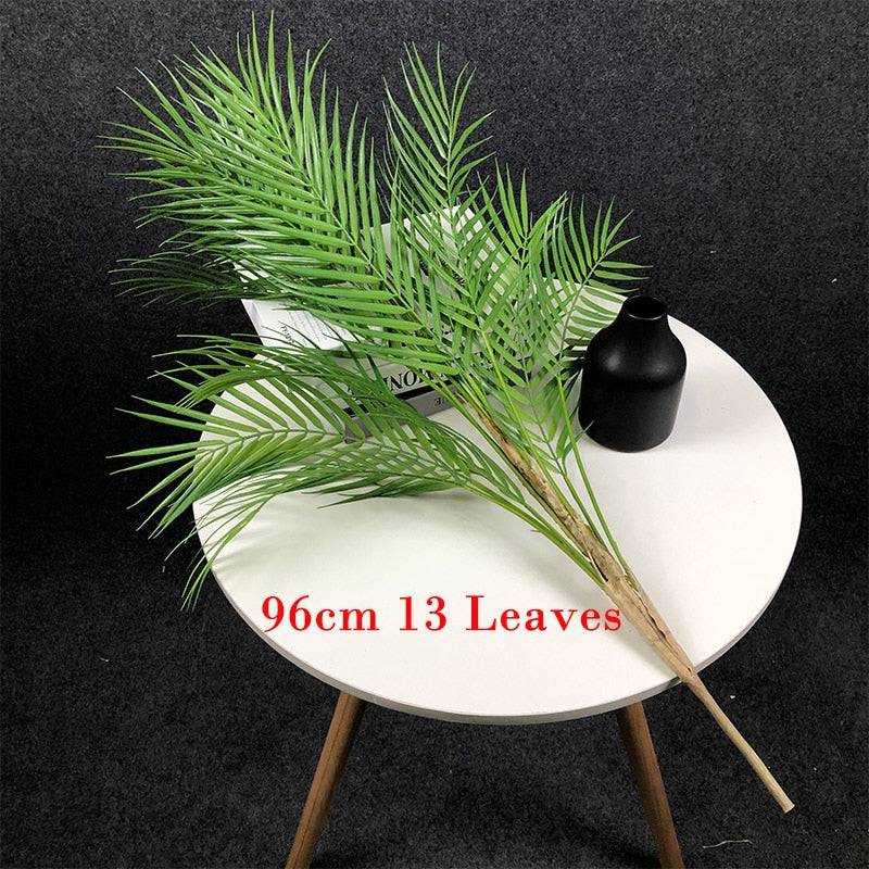 Large Artificial Palm Tree Tropical Plants Branch Plastic Fake Leaves Green Monstera For Christmas Home Garden Room Decor - TheWellBeing4All