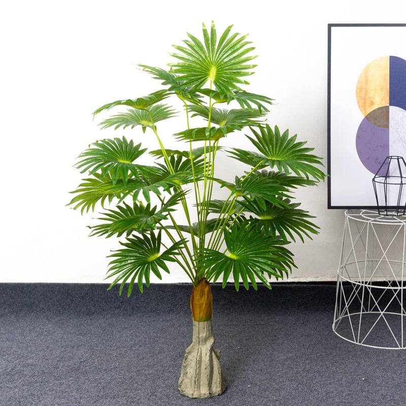 Large Artificial Palm Tree Tropical Plants Branch Plastic Fake Leaves Green Monstera For Christmas Home Garden Room Decor - TheWellBeing4All