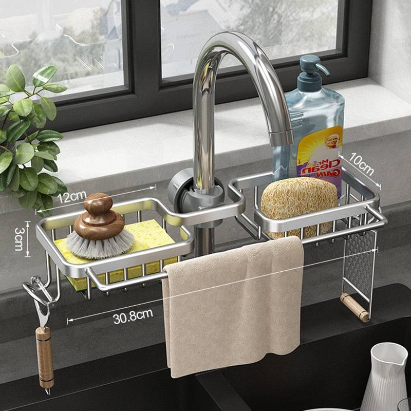 Kitchen Space Aluminum Sink Drain Rack - TheWellBeing4All