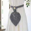 Bohemian Hand-Woven Curtain Strap Tie Rope Simple Tassel Leaf Wooden Bead Curtain Tie Rope Decoration, Curtain Buckle Ornaments - TheWellBeing4All