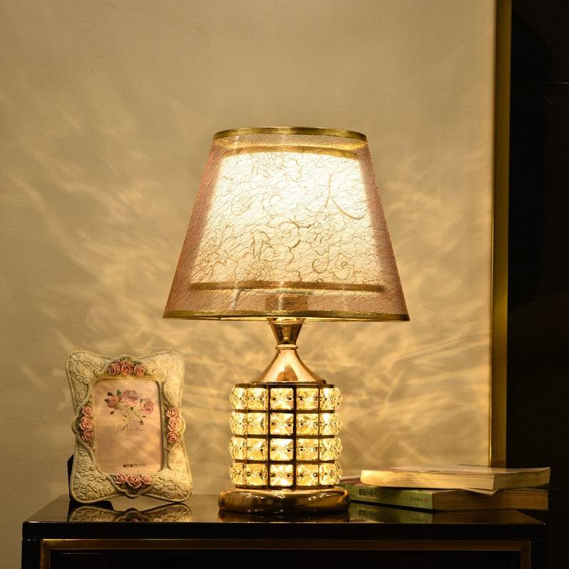 Crystal Table Lamp European Style  Sweet Bedroom Lamp Home Decor Golden Lamp - TheWellBeing4All
