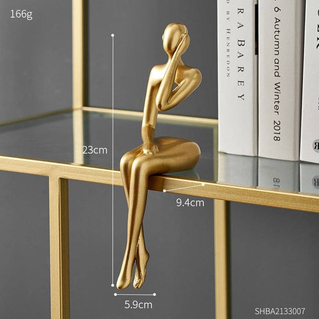 Interior Modern Home Decoration Abstract Sculpture Luxury Living Room Decor Desk Accessories Golden Figure Statue - TheWellBeing4All