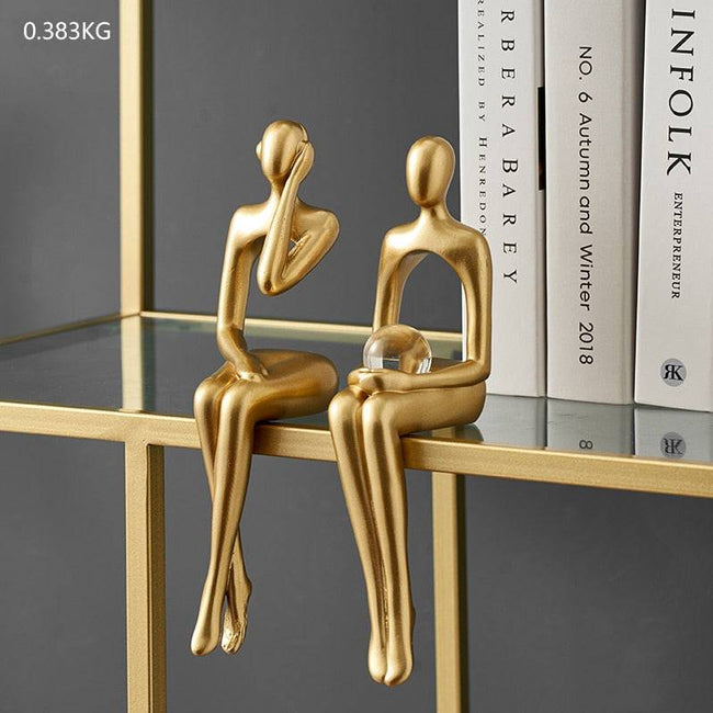Interior Modern Home Decoration Abstract Sculpture Luxury Living Room Decor Desk Accessories Golden Figure Statue - TheWellBeing4All
