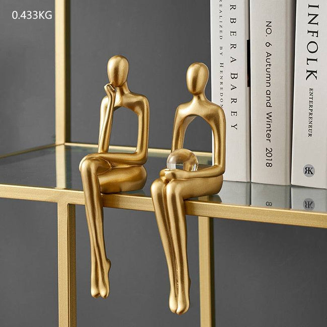 Interior Modern Home Decoration Abstract Sculpture Luxury Living Room Decor Desk Accessories Golden Figure Statue - TheWellBeing4All