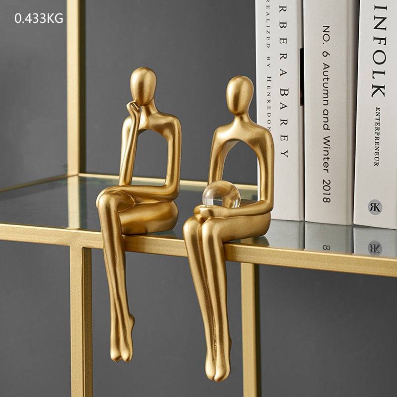 Interior Modern Home Decoration Abstract Sculpture Luxury Living Room Decor Desk Accessories Golden Figure Statue - TheWellBeing4All