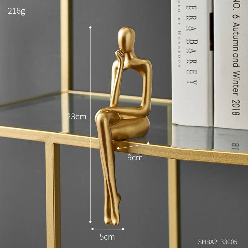 Interior Modern Home Decoration Abstract Sculpture Luxury Living Room Decor Desk Accessories Golden Figure Statue - TheWellBeing4All