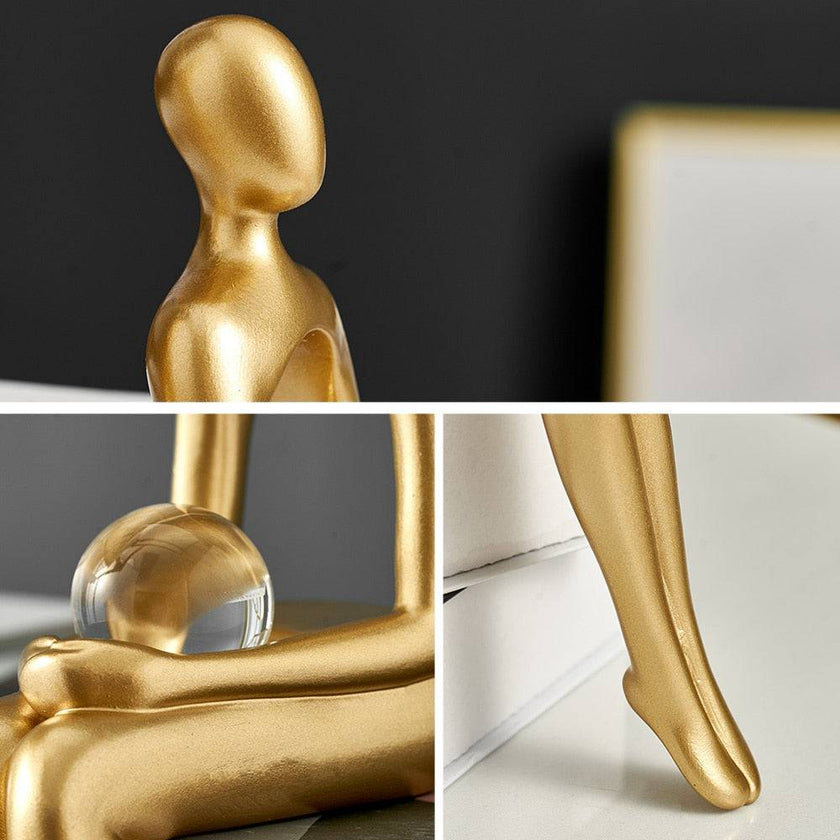 Interior Modern Home Decoration Abstract Sculpture Luxury Living Room Decor Desk Accessories Golden Figure Statue - TheWellBeing4All