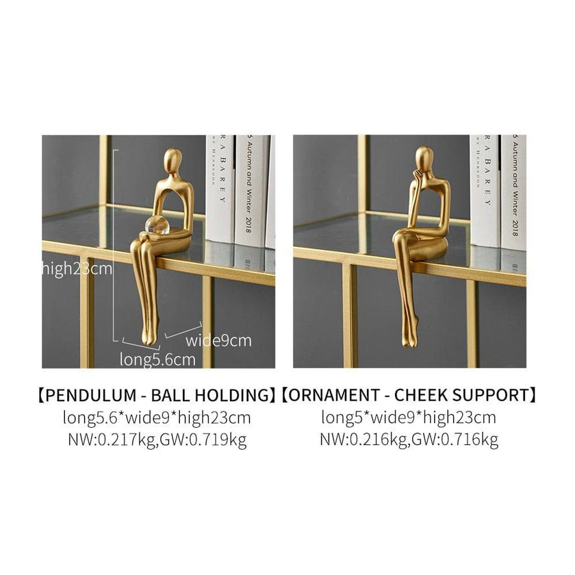 Interior Modern Home Decoration Abstract Sculpture Luxury Living Room Decor Desk Accessories Golden Figure Statue - TheWellBeing4All