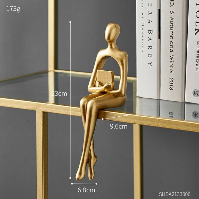 Interior Modern Home Decoration Abstract Sculpture Luxury Living Room Decor Desk Accessories Golden Figure Statue - TheWellBeing4All