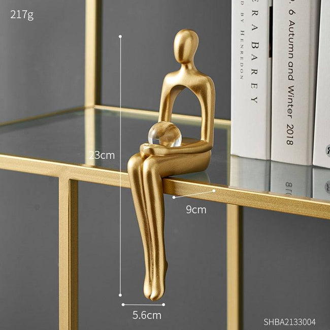 Interior Modern Home Decoration Abstract Sculpture Luxury Living Room Decor Desk Accessories Golden Figure Statue - TheWellBeing4All