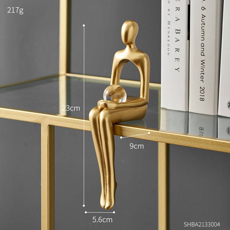 Interior Modern Home Decoration Abstract Sculpture Luxury Living Room Decor Desk Accessories Golden Figure Statue - TheWellBeing4All