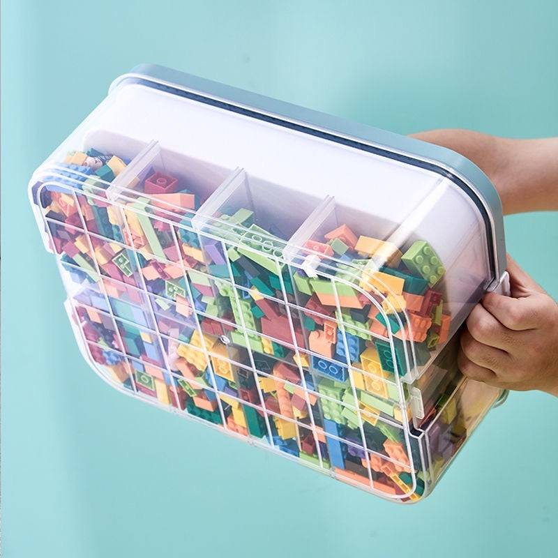 Building Blocks Storage Box Stackable Toys Organizer with Handle Grid Storage Case Sundries Container Cosmetic Box - TheWellBeing4All