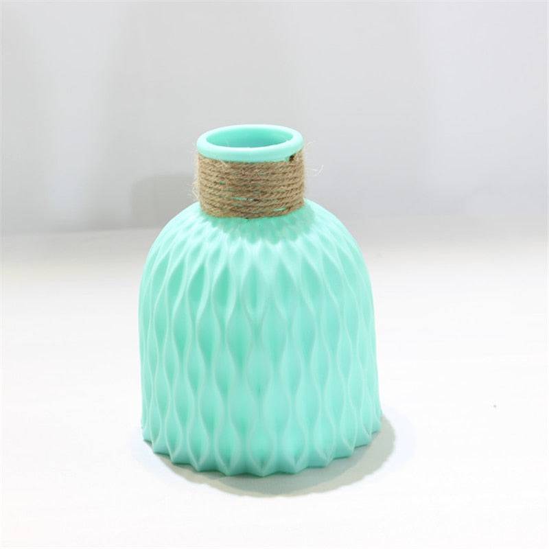 Flower Vase Imitation Ceramic Flower Pot Decoration Home Plastic Vase Flower Arrangement Nordic Style - TheWellBeing4All