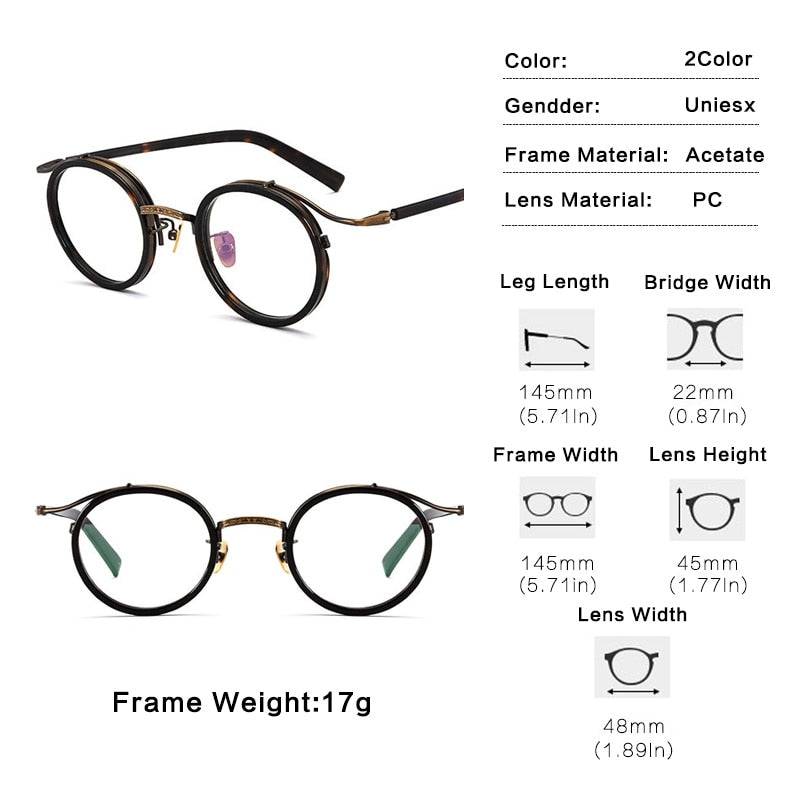 Vintage Acetate Glasses Frame Men Round Luxury Myopia Prescription Optical Eyeglasses Frame - TheWellBeing4All