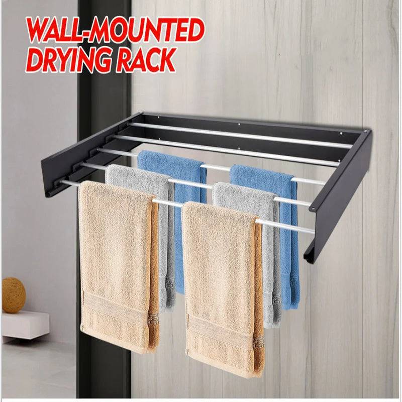 Collapsible Wall Mounted Laundry Drying Rack with 5 Rods - TheWellBeing4All