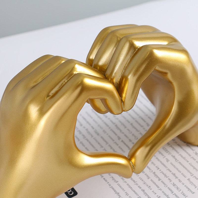 Nordic Heart Gesture Sculpture Resin Abstract Hand Love Statue Figurines Wedding Home Living Room Desktop Ornaments Room Decor - TheWellBeing4All