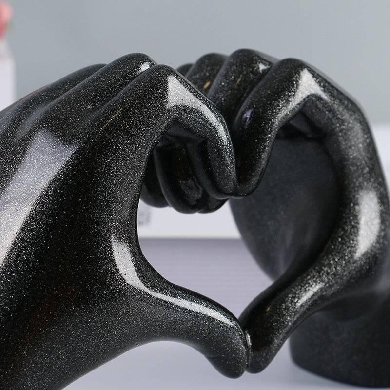 Nordic Heart Gesture Sculpture Resin Abstract Hand Love Statue Figurines Wedding Home Living Room Desktop Ornaments Room Decor - TheWellBeing4All