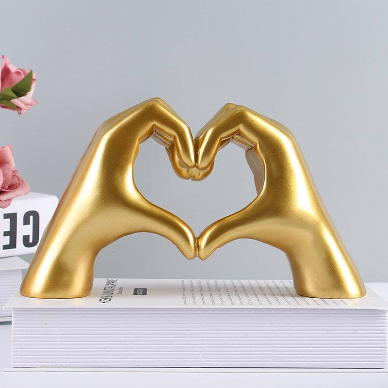 Nordic Heart Gesture Sculpture Resin Abstract Hand Love Statue Figurines Wedding Home Living Room Desktop Ornaments Room Decor - TheWellBeing4All
