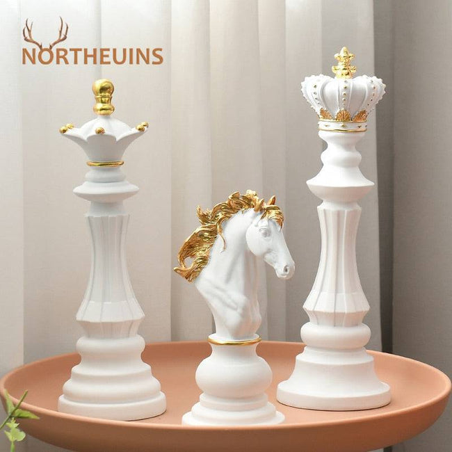 NORTHEUINS 3 Pcs/Set Resin International Chess Figurine Modern Interior Decor - TheWellBeing4All