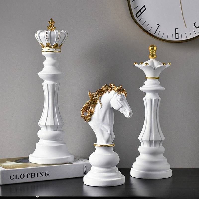 NORTHEUINS 3 Pcs/Set Resin International Chess Figurine Modern Interior Decor - TheWellBeing4All