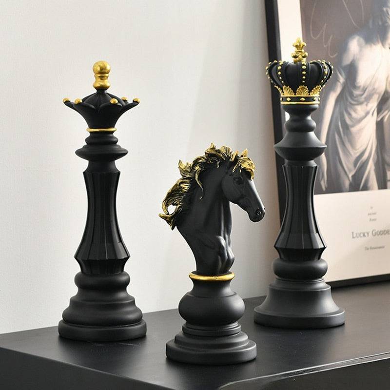 NORTHEUINS 3 Pcs/Set Resin International Chess Figurine Modern Interior Decor - TheWellBeing4All