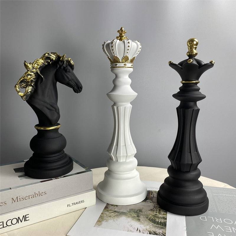 NORTHEUINS 3 Pcs/Set Resin International Chess Figurine Modern Interior Decor - TheWellBeing4All