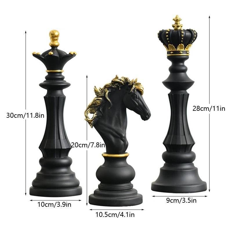 NORTHEUINS 3 Pcs/Set Resin International Chess Figurine Modern Interior Decor - TheWellBeing4All