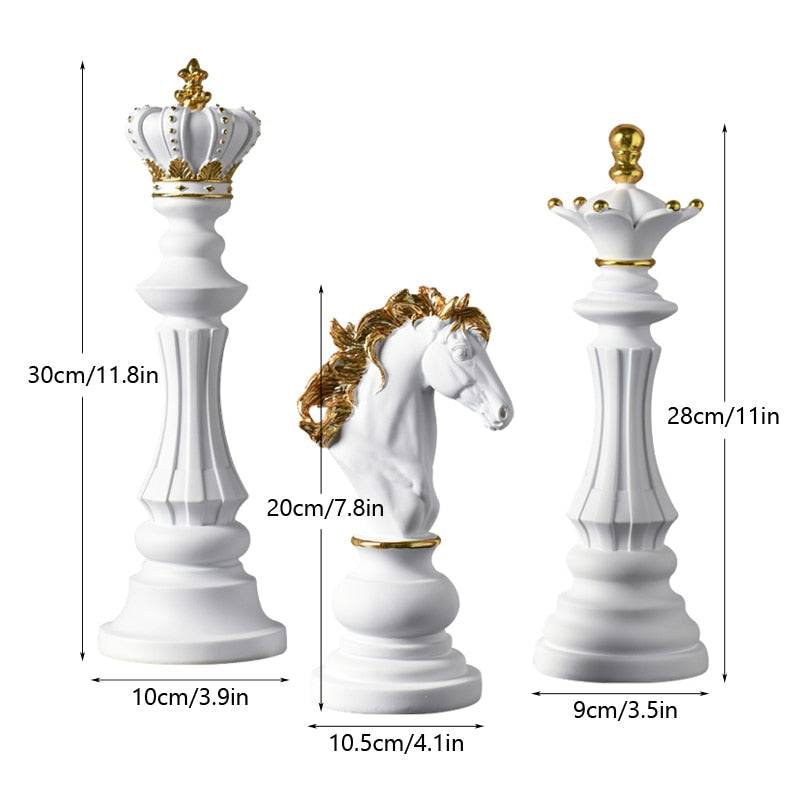 NORTHEUINS 3 Pcs/Set Resin International Chess Figurine Modern Interior Decor - TheWellBeing4All