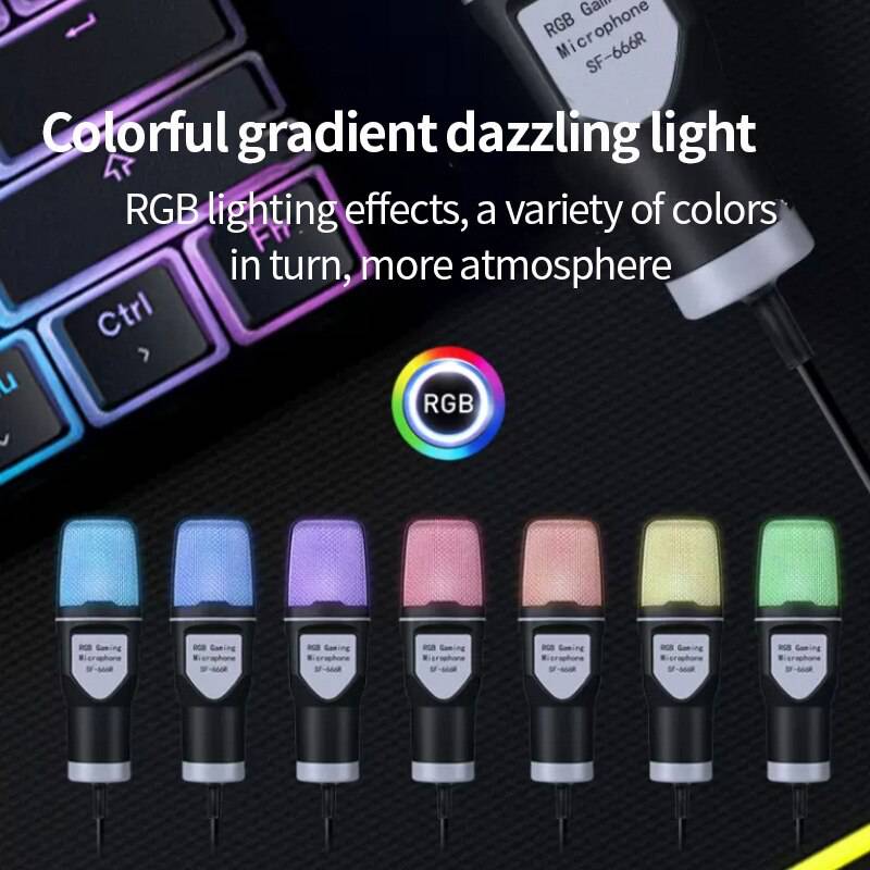 USB Microphone RGB Microphone Condensador Wire Gaming Mic for Podcast Recording Studio Streaming Laptop Desktop PC - TheWellBeing4All