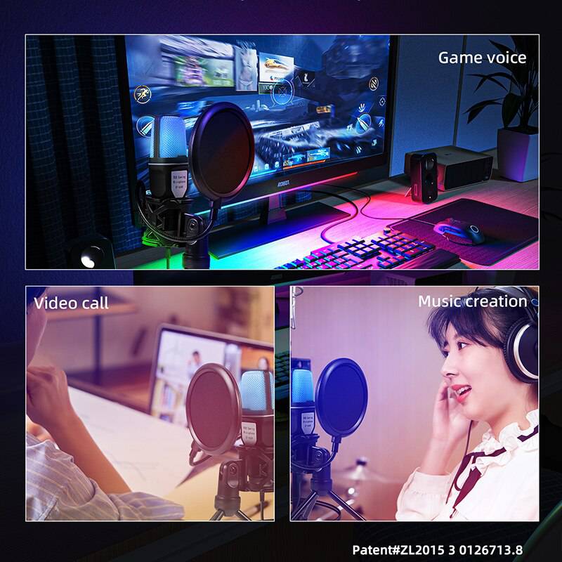 USB Microphone RGB Microphone Condensador Wire Gaming Mic for Podcast Recording Studio Streaming Laptop Desktop PC - TheWellBeing4All