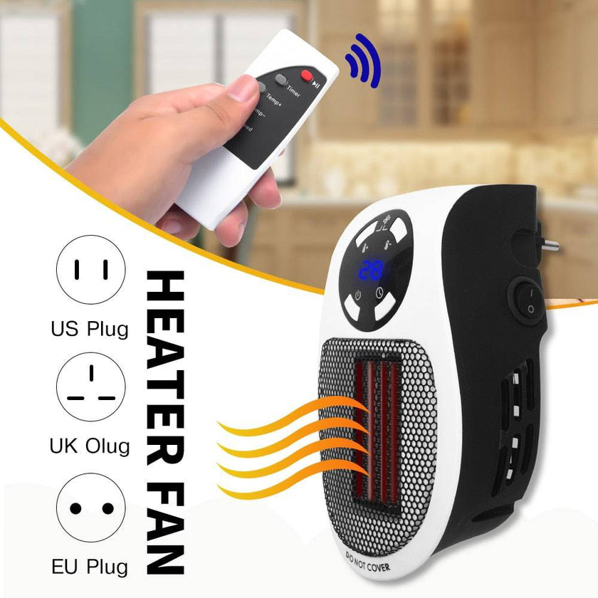 Portable Electric Heater Plug-in Wall Heater  Remote Warmer Machine 500W Device - TheWellBeing4All
