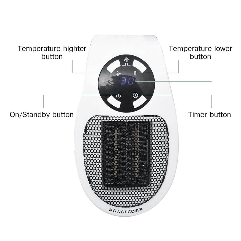 Portable Electric Heater Plug-in Wall Heater  Remote Warmer Machine 500W Device - TheWellBeing4All