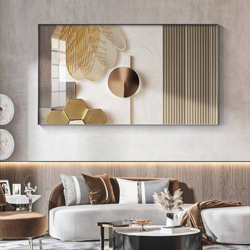 Luxury Wall Art Modern Minimalist Abstract Gold Poster Prints Nordic Decoration Canvas Painting Pictures - TheWellBeing4All