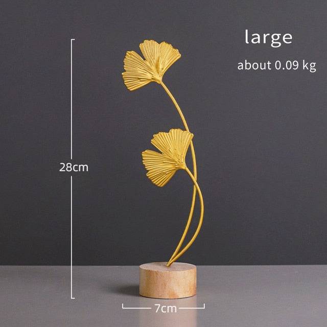 Nordic Gold Ginkgo Leaf Crafts Leaves Sculpture Luxury Living Room Decor Home Decoration Accessories Office Desktop Ornaments - TheWellBeing4All