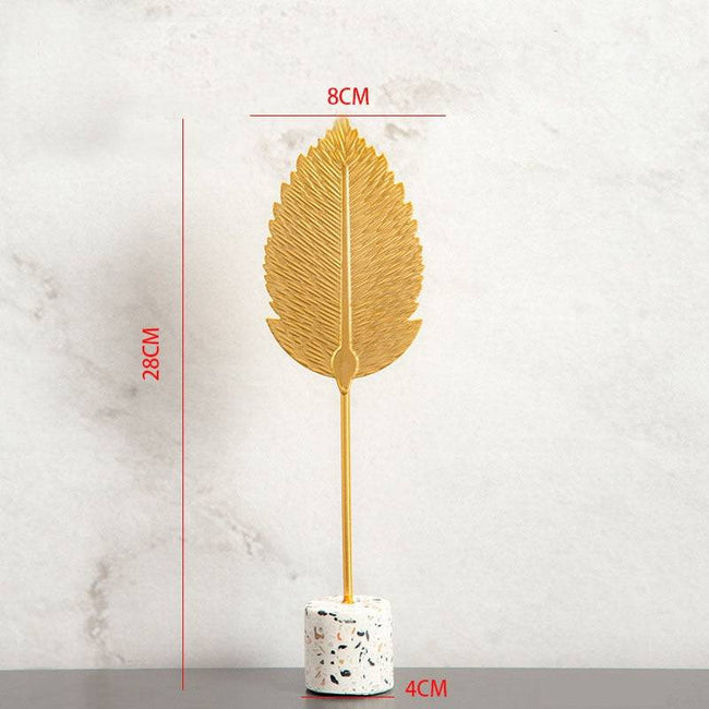 Nordic Gold Ginkgo Leaf Crafts Leaves Sculpture Luxury Living Room Decor Home Decoration Accessories Office Desktop Ornaments - TheWellBeing4All
