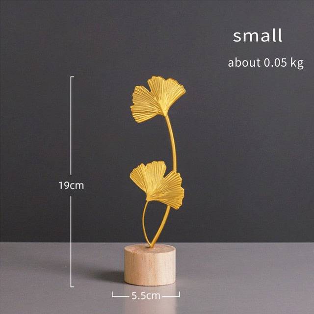 Nordic Gold Ginkgo Leaf Crafts Leaves Sculpture Luxury Living Room Decor Home Decoration Accessories Office Desktop Ornaments - TheWellBeing4All